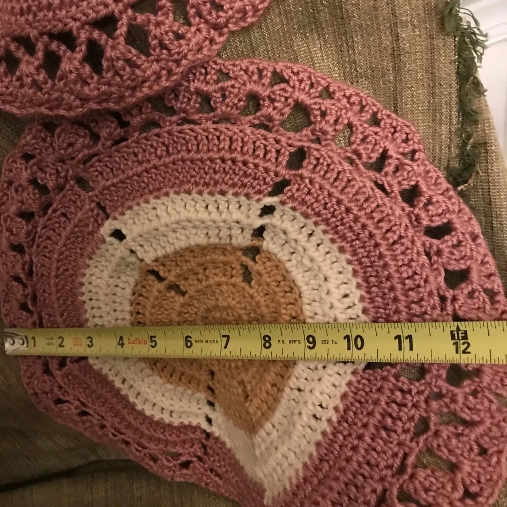 Lot of 3 NEW Rose Blush Tan and Cream 13” round Crochet Placemat Doily handmade
